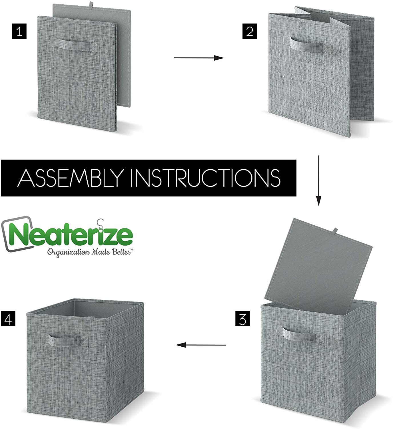 NEATERIZE Cube Storage Baskets for Organizing - 13x13 Inch - Set of 6 Heavy-Duty  Storage Cubes for Storage and Organization. Perfect Bins for Cubby Storage  Boxes Or Cube Storage Organizer (Light Grey)